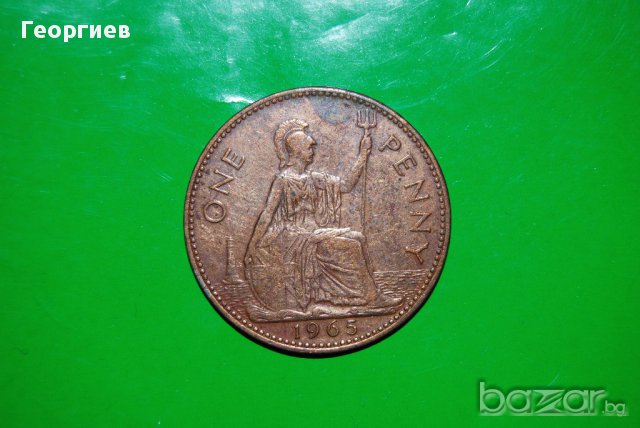1 пени Великобритания 1965,голяма монета