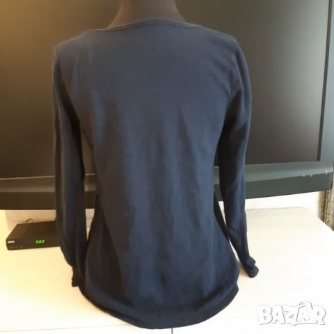 Син дамски тънък пуловер с дантела - размер М, снимка 3 - Блузи с дълъг ръкав и пуловери - 23464243