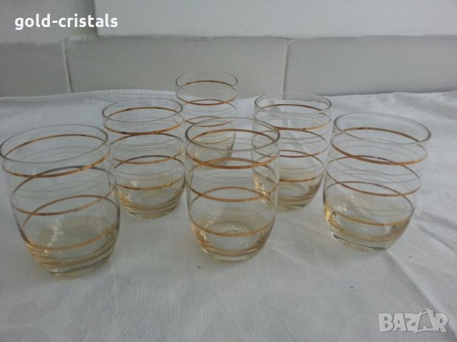 Ретро чашки за ракия с златен кант, снимка 6 - Антикварни и старинни предмети - 23869733