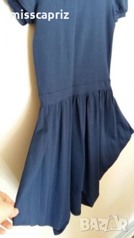 Асиметрична тъмно синя рокля , снимка 1