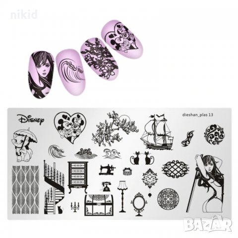 Dieshan 13 Дисни Коте Мари Мики и Мини Маус Мацка щампа печати за нокти плочка маникюр