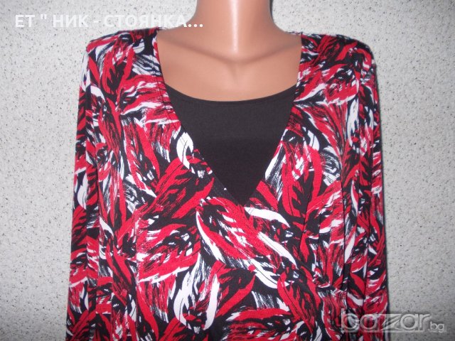 Блуза в червено с черно боди L, XL размер, снимка 2 - Блузи с дълъг ръкав и пуловери - 19063948