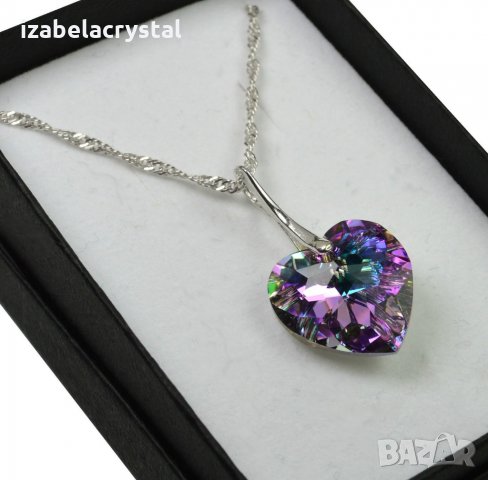 Комплект,Обеци,Колиета Сваровски "сърце" SWAROVSKI® Всички цветове, снимка 11 - Бижутерийни комплекти - 24360397