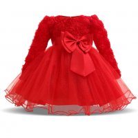 Детска рокля цветя Розова с ръкав - 2  год . Ново, снимка 3 - Бебешки рокли - 23985175