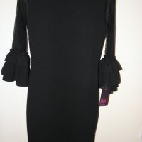 Нова черна рокля с дантелени ръкави, снимка 1 - Рокли - 20878303
