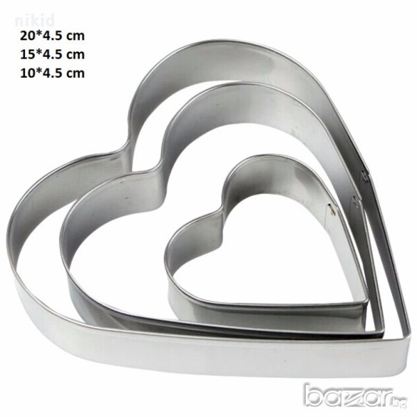3 сладкарски ринга форми сърце сърца ринг торта кекс фондан тесто форма тава рингове, снимка 1