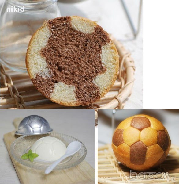 алуминиева топка форма футболна половин кръг торта мъфин кекс украса декорация фондан шоколад калъп, снимка 1