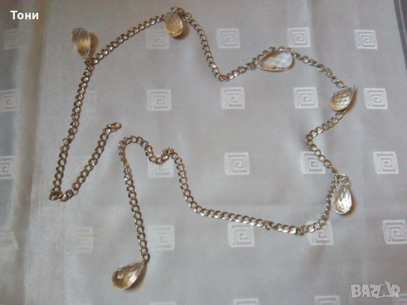 Метален колан в цвят сребро с кристали , снимка 1