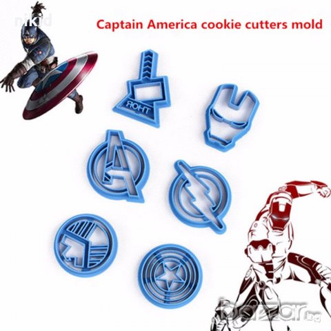 6 бр лого герои Железният човек Айрън мен Капитан Америка резци резец форма форми Avengers 