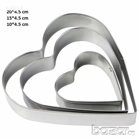 3 сладкарски ринга форми сърце сърца ринг торта кекс фондан тесто форма тава рингове