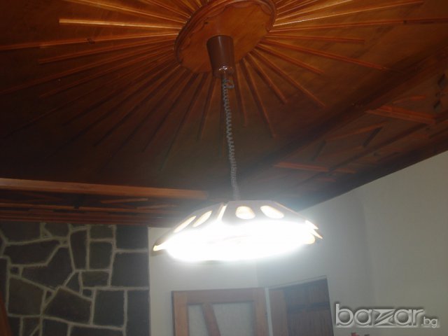 Дървен абажур,полилей,тип пендел, снимка 2 - Полилеи - 14974963