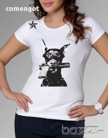 НОВО! Хитова дамска тениска DOBERMAN с дизайн! Създай модел с твоя снимка!, снимка 3 - Тениски - 13561814