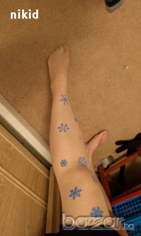 ефектен дамски чорапогащник принт татос снежинки , снимка 2 - Бельо - 17056840