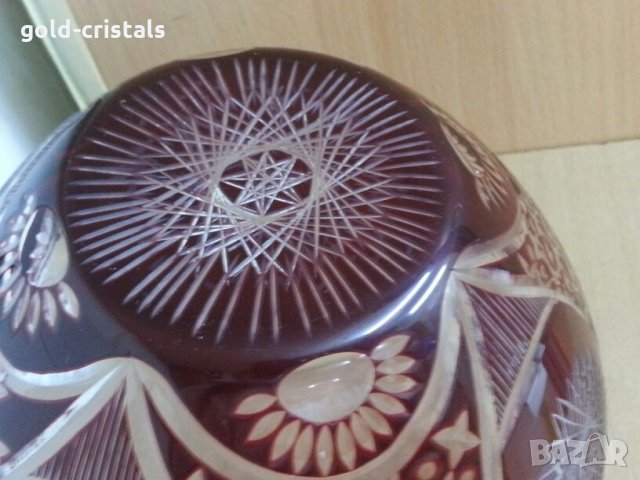  кристална купа цветен червен кристал, снимка 7 - Антикварни и старинни предмети - 25655524