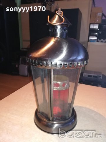 иноксов фенер с стъкла-за свещ-внос холандия-34х19см, снимка 11 - Колекции - 20893381