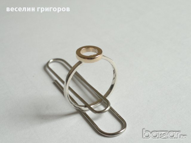 пръстен сребро и злато, снимка 3 - Пръстени - 10980064
