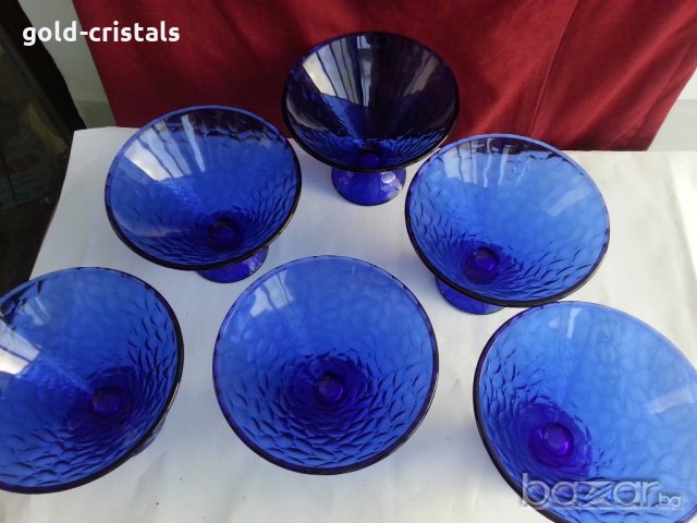 чаши купи кобалтово синьо стъкло, снимка 16 - Антикварни и старинни предмети - 20529394