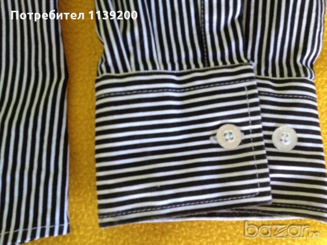 Polo Ralph Lauren USA М мъжка официална риза оригинал черно и бяло райе, снимка 5 - Ризи - 20866232