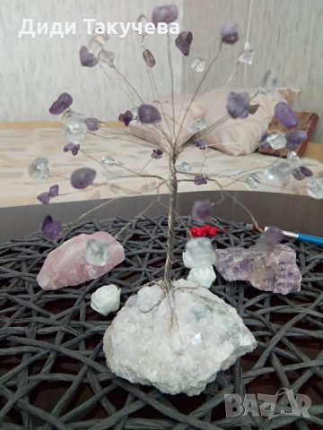 Кристални дръвчета изцяло от естествени камъни.Дървото на живота и любовта., снимка 7 - Декорация за дома - 19828944