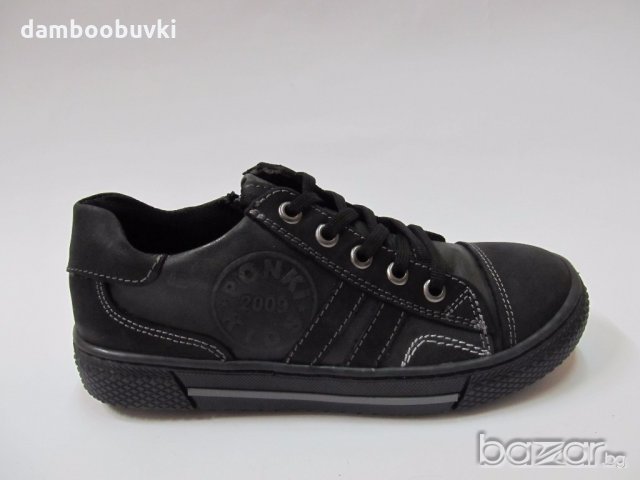 Спортни детски обувки PONKI естествена кожа черно/сиво 29/36, снимка 2 - Детски маратонки - 19091215