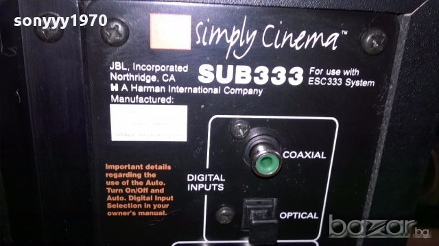 Jbl sub333 by harman international-made in usa-450w-внос швеицария, снимка 7 - Ресийвъри, усилватели, смесителни пултове - 13263778
