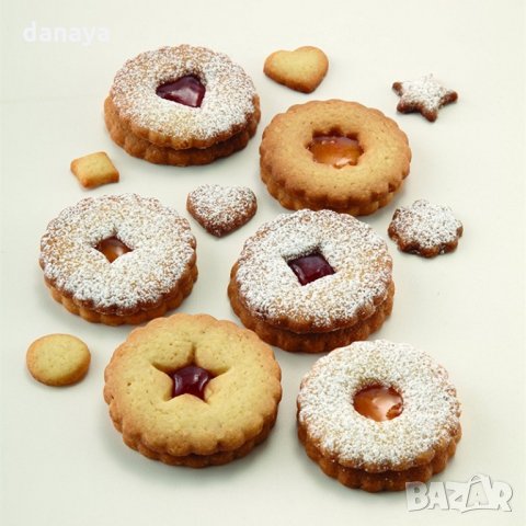 433 Комплект форми за линцер резци за сладки с дупка домашни бисквити, снимка 3 - Форми - 22114229