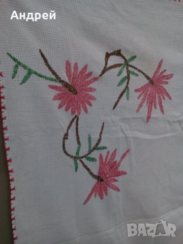 Стара бродирана покривка #9, снимка 3 - Антикварни и старинни предмети - 23789240