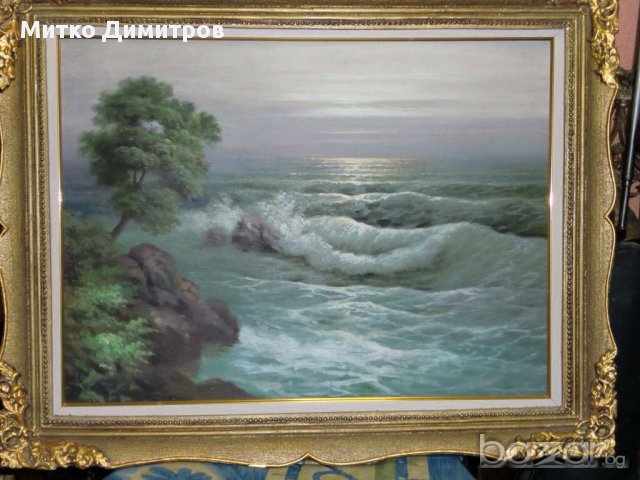 Стара картина Море на Григорий Лебски , снимка 4 - Картини - 10439352