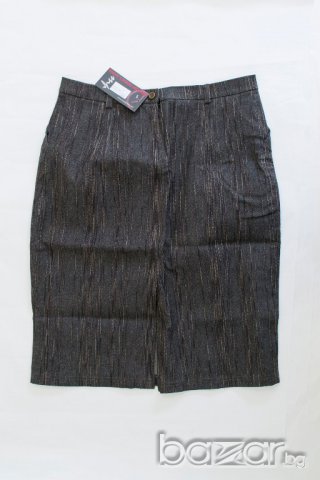 Еластична сива пола с контрастно райе Moda Prym, снимка 3 - Поли - 17206773