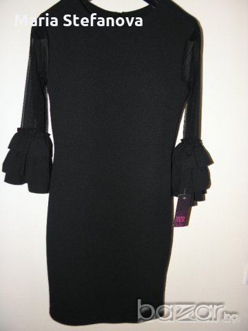 Нова черна рокля с дантелени ръкави
