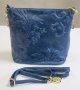 Естествена кожа, синя дамска чанта марка Giulia, снимка 1 - Чанти - 18826261