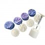 4 вида лунни сладки цветя пластмасови форми с бутало за релефни сладки тесто фондан, снимка 1 - Форми - 21638451