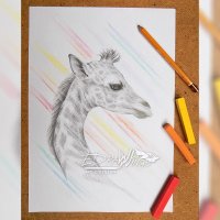 Рисунка "Жирафче" с рамка, снимка 2 - Картини - 23701240