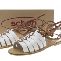 ПРОМО 🍊 SCHUH 39 и 40 номер 🍊 Дамски кожени сандали WHITE&BROWN GLADIATOR нови с кутия, снимка 9 - Сандали - 21999778