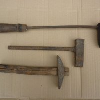 Старинни инструменти: трион, стъргало, цигански поялник, чукче, керпеден, ножици, снимка 7 - Антикварни и старинни предмети - 20704392