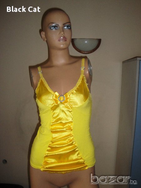 Нов изящен жълт дамски топ / потник, дамско бюстие, корсет, дамска блуза / тениска без ръкави, ръкав, снимка 1