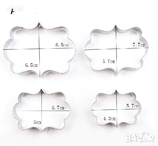 #F 4 бр правоъгълни извити рамки метални форми резци рамка за сладки мъфини кексчета фондан украса, снимка 1