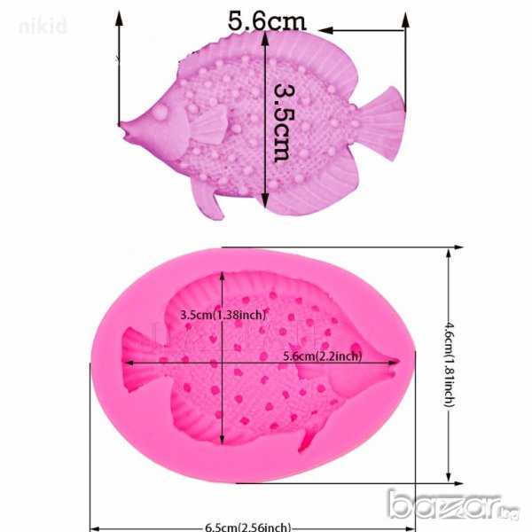 Сладководна риба с тяло перлени топчета силиконов молд за фондан украса торта декорация шокольа, снимка 1