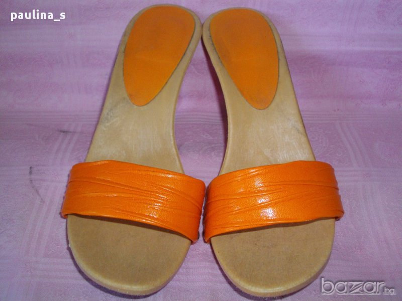 Оранжеви гръцки чехли за плаж, снимка 1
