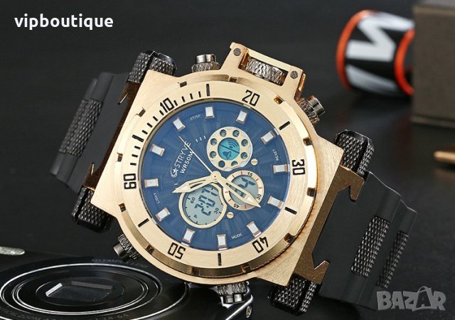 Водоустойчиви Метални Спортни Мъжки Часовници Силиконова Каишка Часовник, снимка 15 - Мъжки - 25377729