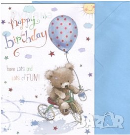Картичка с мече за Рожден ден с плик (различни цветове), снимка 4 - Други - 22686344