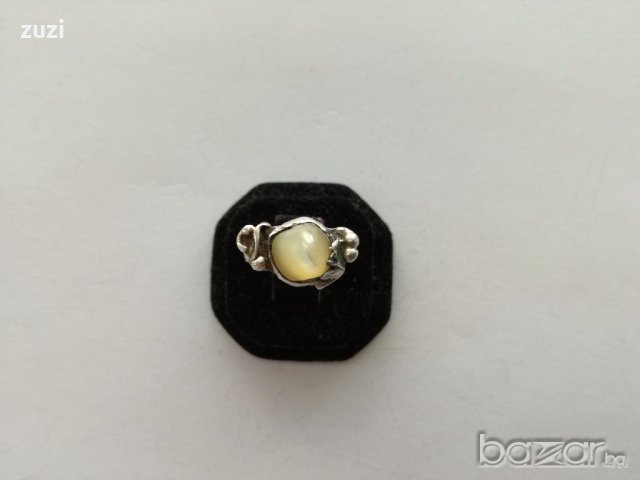 Сребърен авторски  пръстен със седеф - сребро проба 950, снимка 5 - Пръстени - 18572368