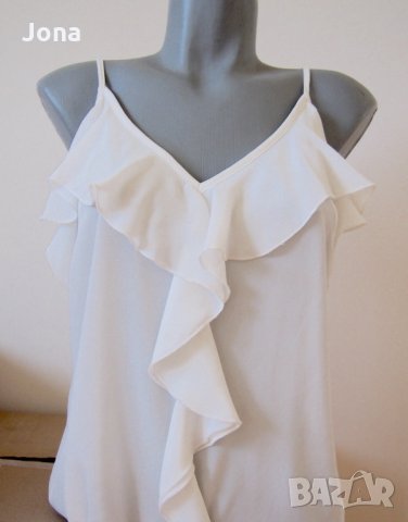 Копринен бял топ без ръкави , снимка 2 - Потници - 26048329