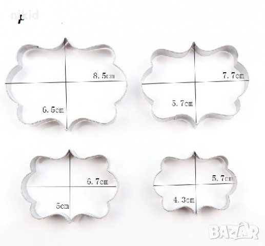 #F 4 бр правоъгълни извити рамки метални форми резци рамка за сладки мъфини кексчета фондан украса
