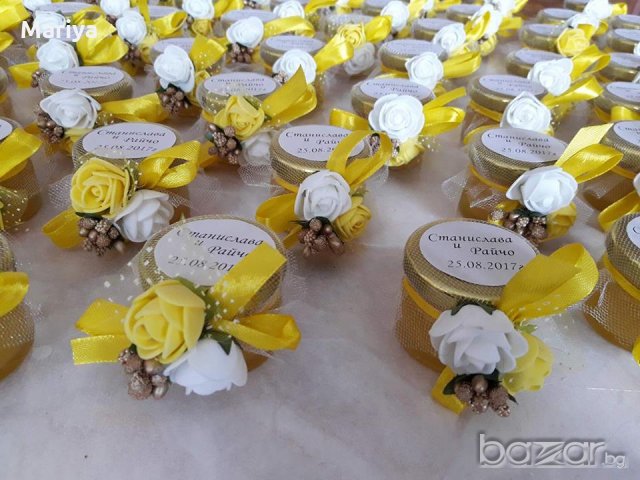 Бурканче мед - подаръчета за гостите, снимка 4 - Сватбени аксесоари - 19124840
