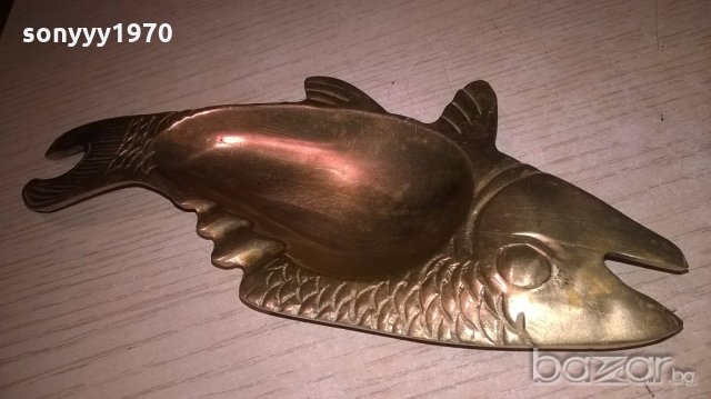 риба-пепелник-мед/месинг-20х9см-внос швеицария, снимка 2 - Колекции - 19989437