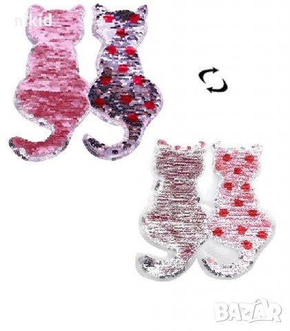 КОТКИ Голяма апликация за дреха обръщаща променяща сменящи си цвета двустранни пайети за дреха, снимка 5 - Други - 20814977