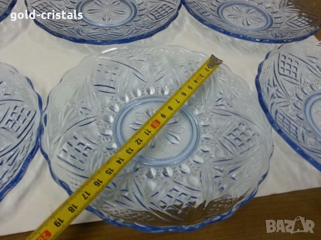 Стъклени чинии и поднос цветно синьо стъкло, снимка 2 - Антикварни и старинни предмети - 26194372