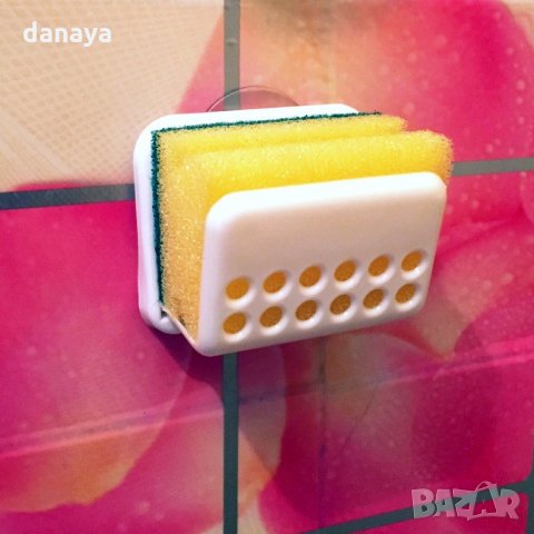 361 Държач поставка за домакинска гъба за чинии стойка органайзер с вакуум, снимка 5 - Чинии - 21398947