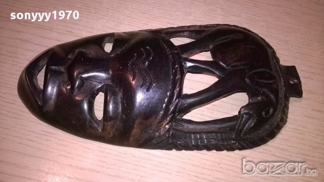 Африканска стара маска-дърво-21х11см-внос швеицария, снимка 12 - Антикварни и старинни предмети - 17307609